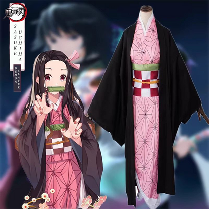Demon Slayer Cosplay Collection – Kamado Nezuko Cosplay Costume with Wig G003 party X party