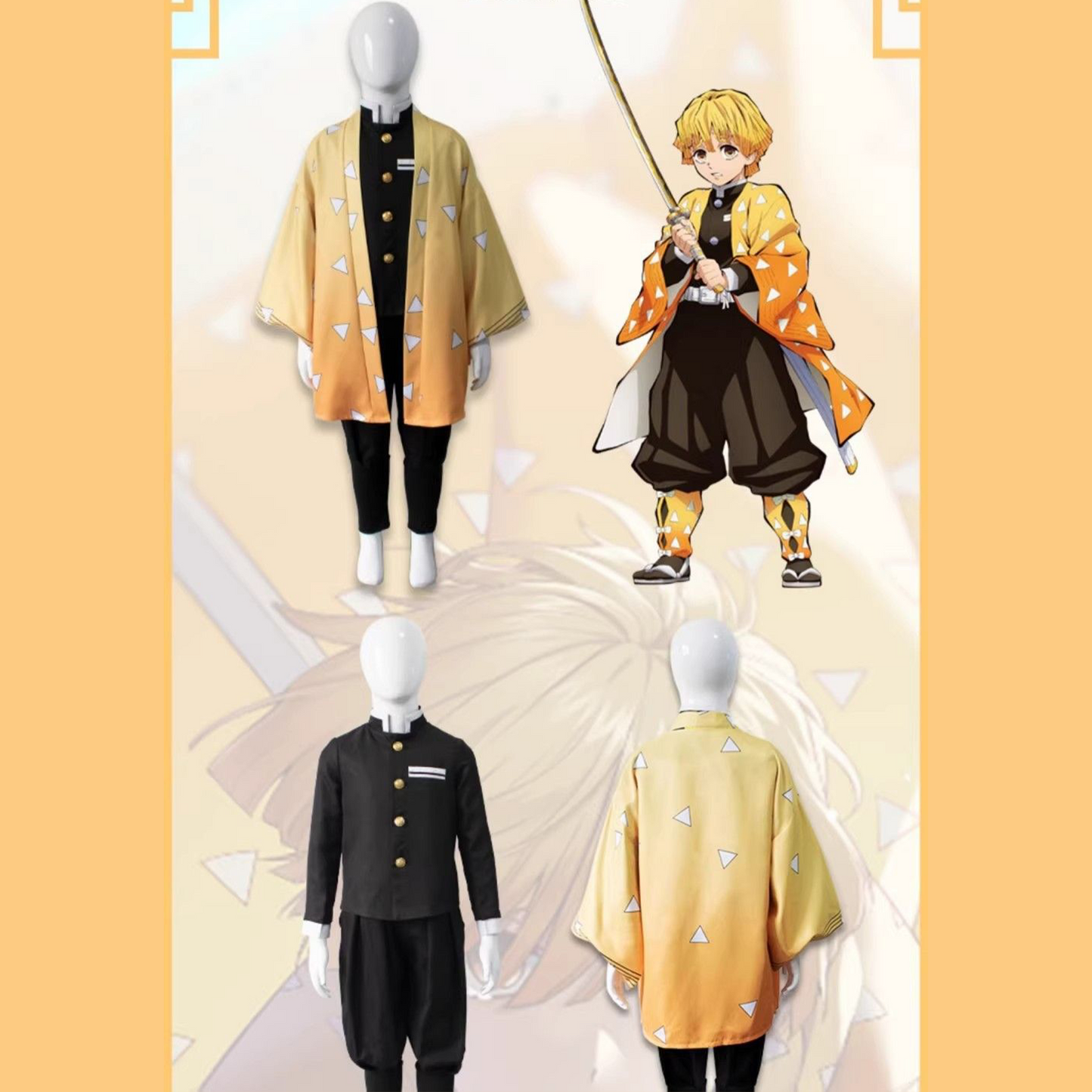 Demon Slayer Cosplay Costume Zenitsu Agatsuma Cosplay Costume G007 party X party