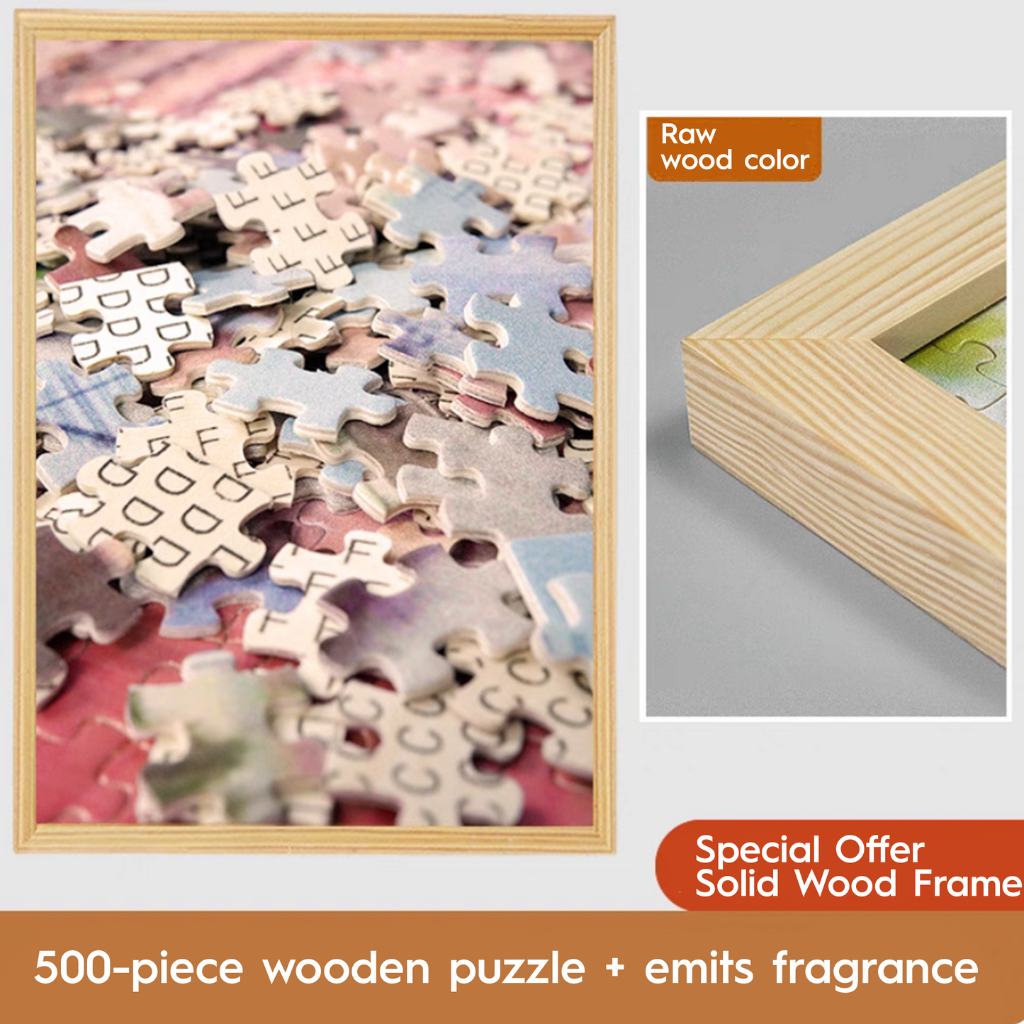 Personalized Couple Photo Jigsaw Puzzle with Solid Wood Frame – Custom Love Puzzle Gift (500–1314 Pieces)