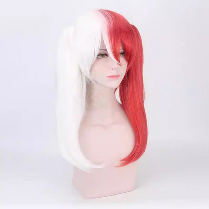 Shoto Todoroki Genderbend Cosplay Wig – My Hero Academia Realistic Red White Anime Hair Wig | UA013