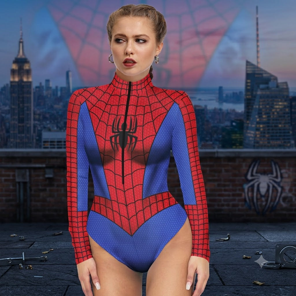 Spider-Man Women’s Printed Bodysuit Cosplay Costume – Superhero Performance Jumpsuit | MTJ312 party X party