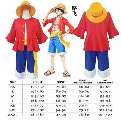 One Piece – Monkey D. Luffy Sabaody Archipelago Two Years Later Straw Hat Cosplay Anime Main Character Costume 0002 party X party
