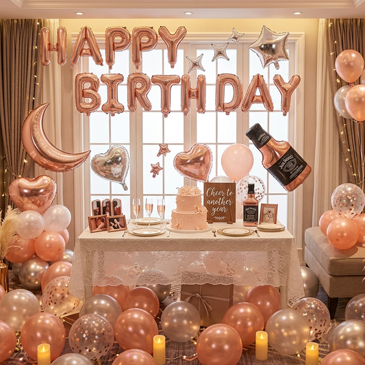 Rose Gold Balloon Decoration Set - Proposal & Birthday Matte White Series S041 party X party