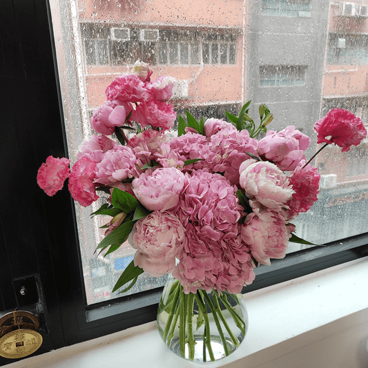 Deep pink embroidery bouquetPeony bouquetWavy pink platycodonDecorative bouquetF-420 - party X party