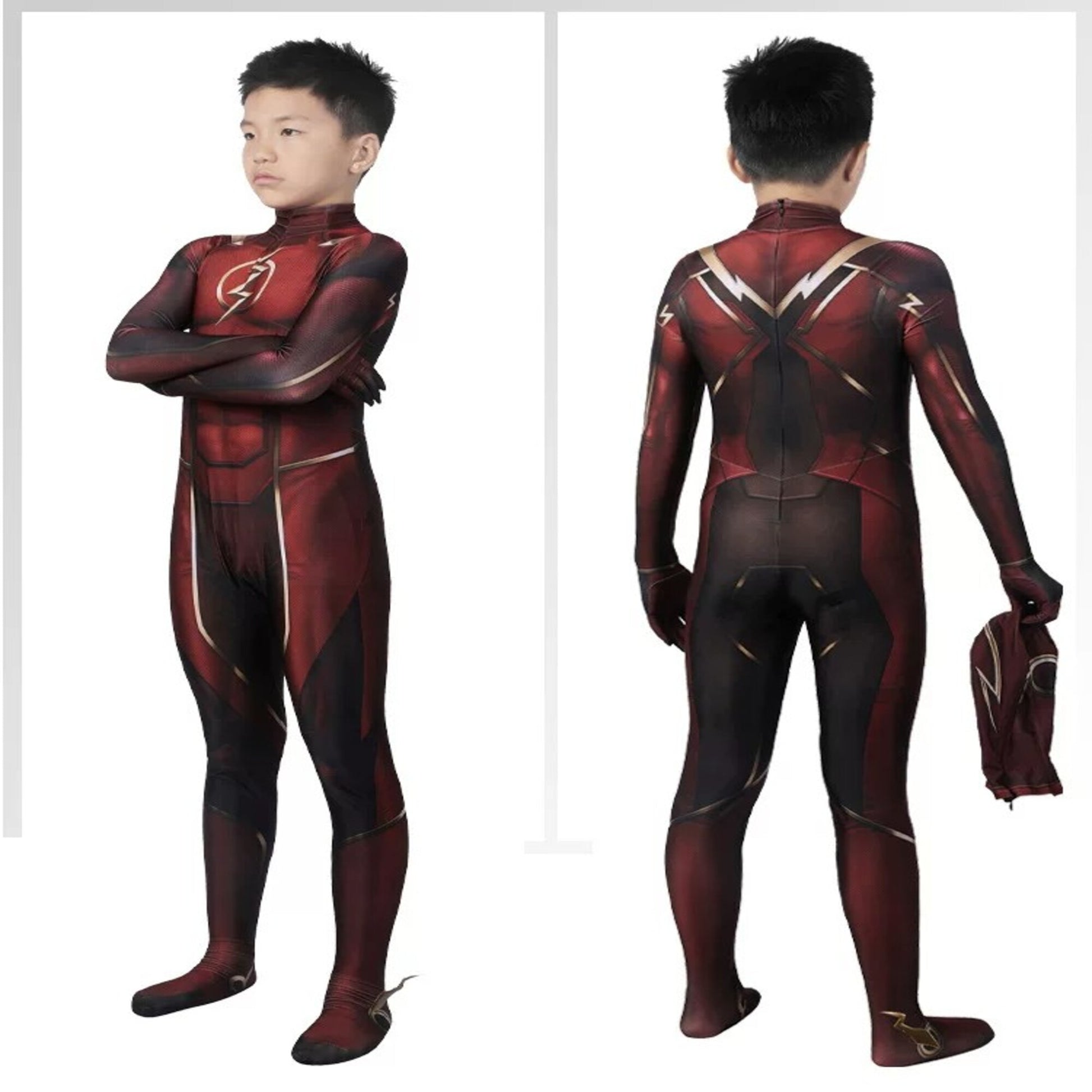 The Flash Injustice 2 The Flash Full Set Cosplay Costume with Helmet Movie-Style Tight Jumpsuit Outfit for Halloween & Comic Con – DC306 party X party