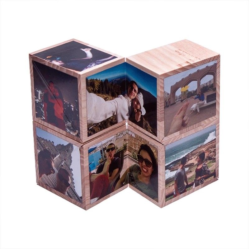 Custom Photo Wooden Infinity Cube (with Base)