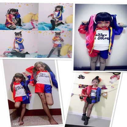 Girls Harley Quinn Suicide Squad Cosplay Costume – Full Set Halloween & Dress Up Outfit | DC218 party X party
