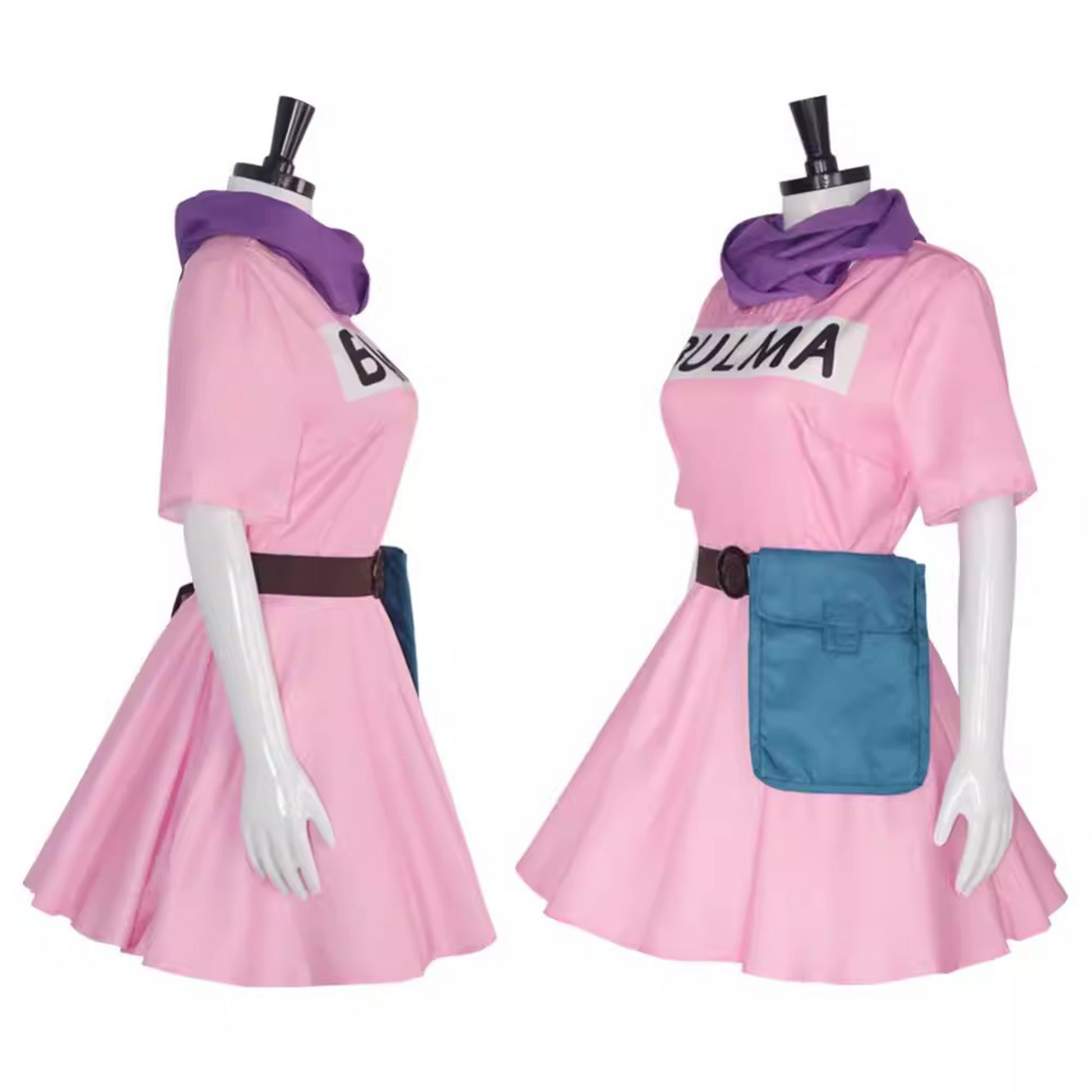Dragon Ball Bulma Cosplay Costume Dress Outfit with Accessories Anime Set DB015