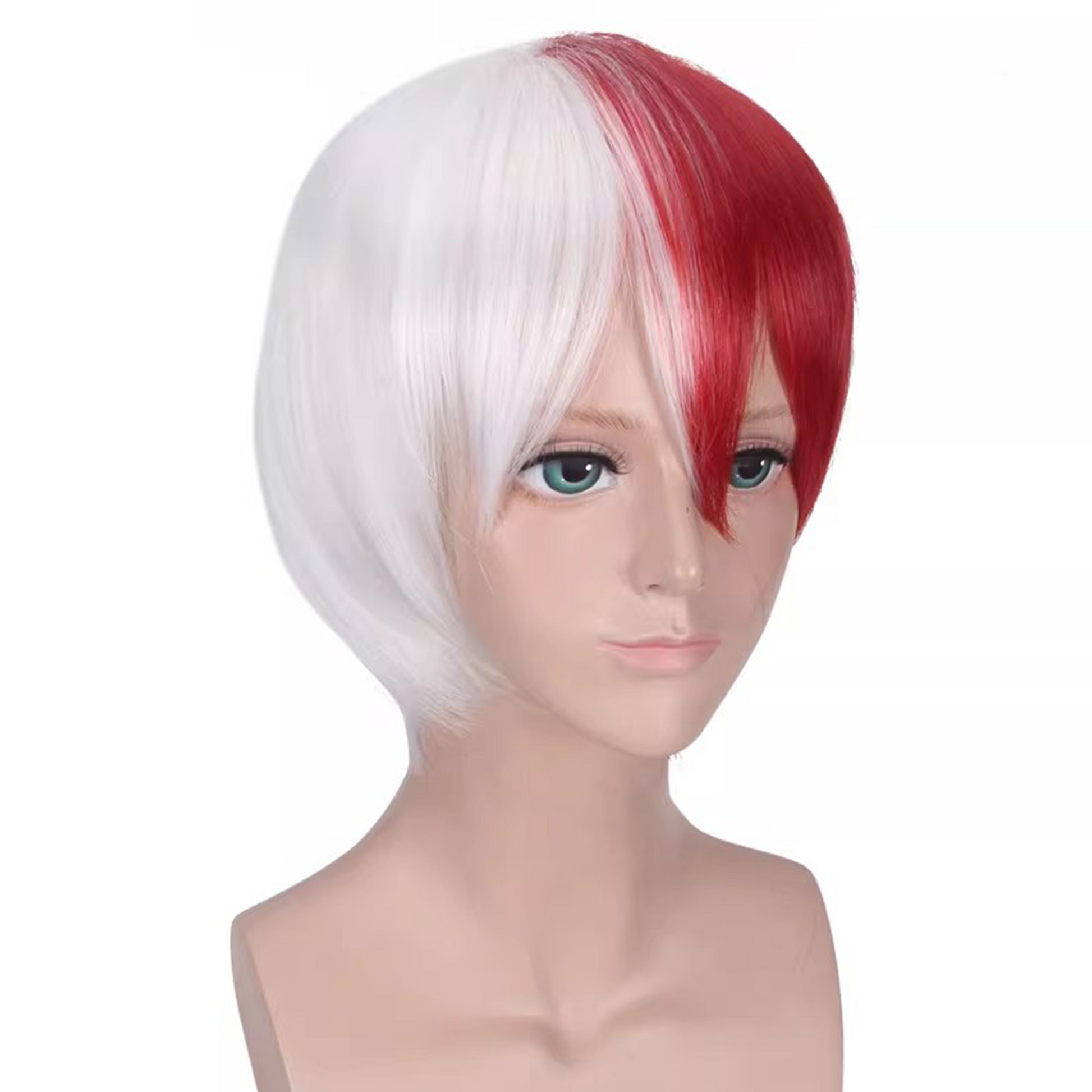 Shoto Todoroki Cosplay Wig – My Hero Academia Half Red Half White Short Anime Wig | UA012