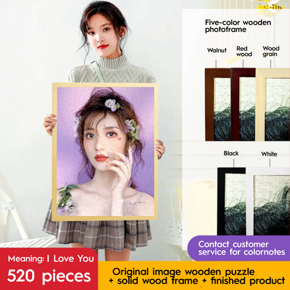 Personalized Couple Photo Jigsaw Puzzle with Solid Wood Frame – Custom Love Puzzle Gift (500–1314 Pieces)