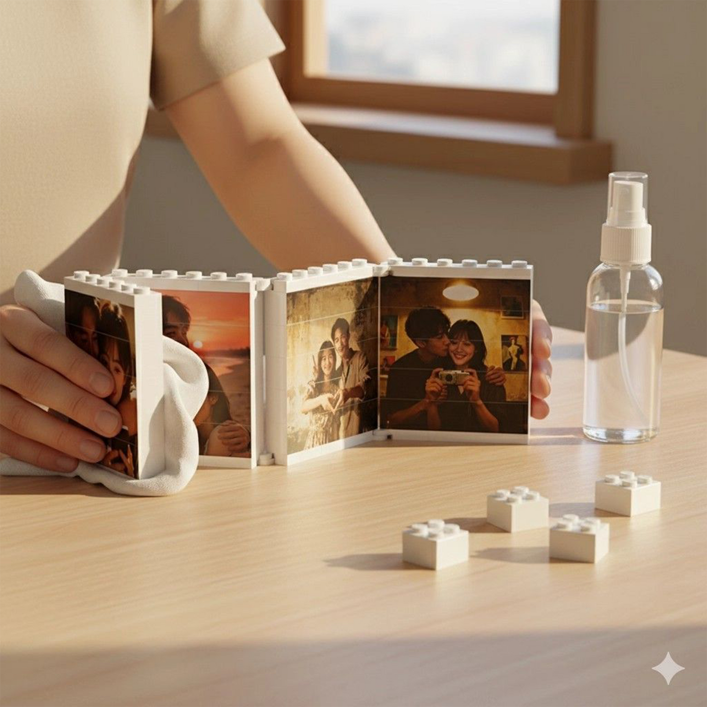 Custom Building Block Photo Puzzle | DIY Interactive Picture Frame & Album | Unique Anniversary or Father's Day Gift | Personalized Wedding Keepsake