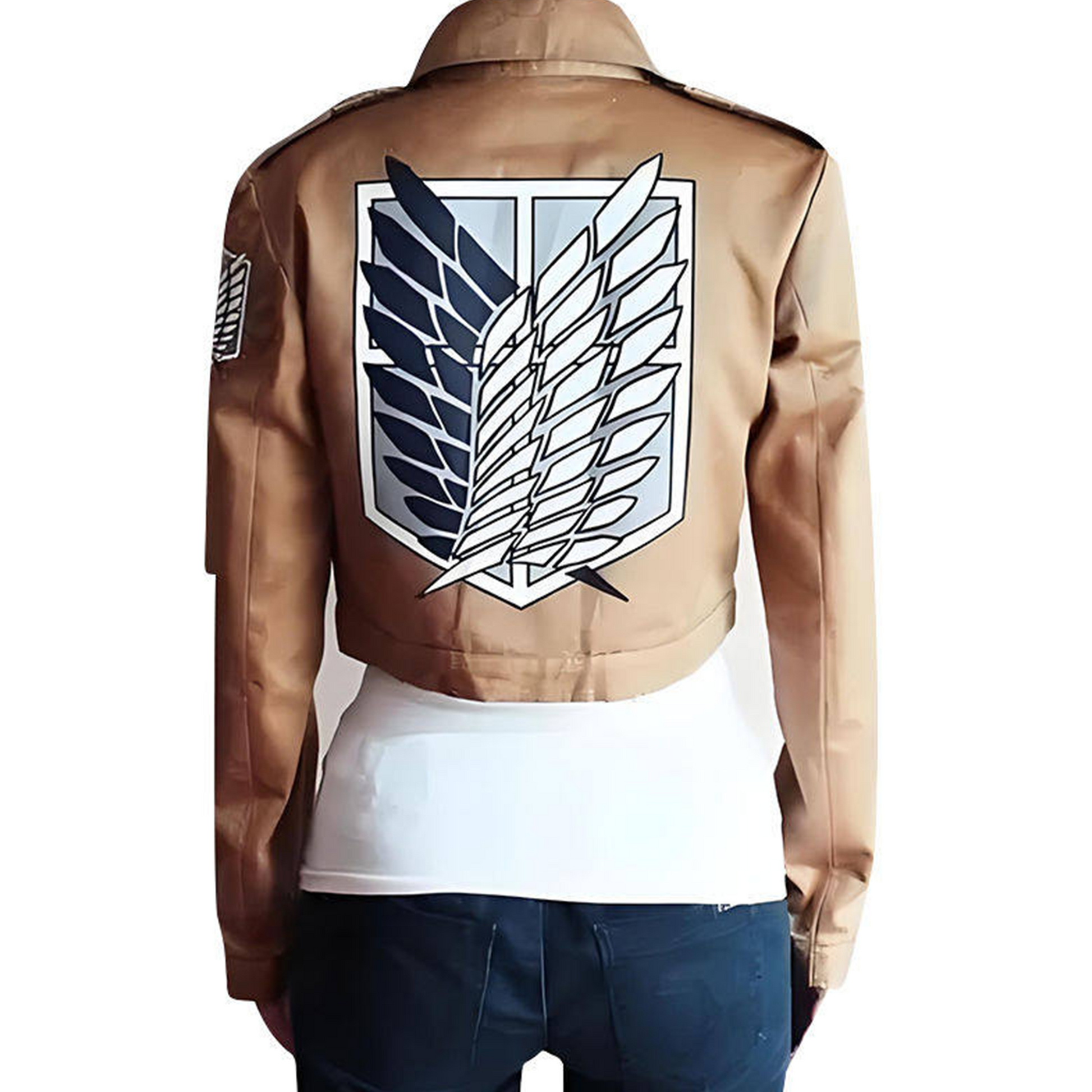 Levi Ackerman Survey Corps Jacket Anime Cosplay Costume with Fabric & Faux Leather Design – AOT024 party X party