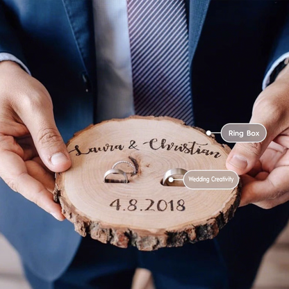 Vintage Engraved Wooden Proposal Ring Holder/Tray, European Wedding Ring Holder/Tray party X party