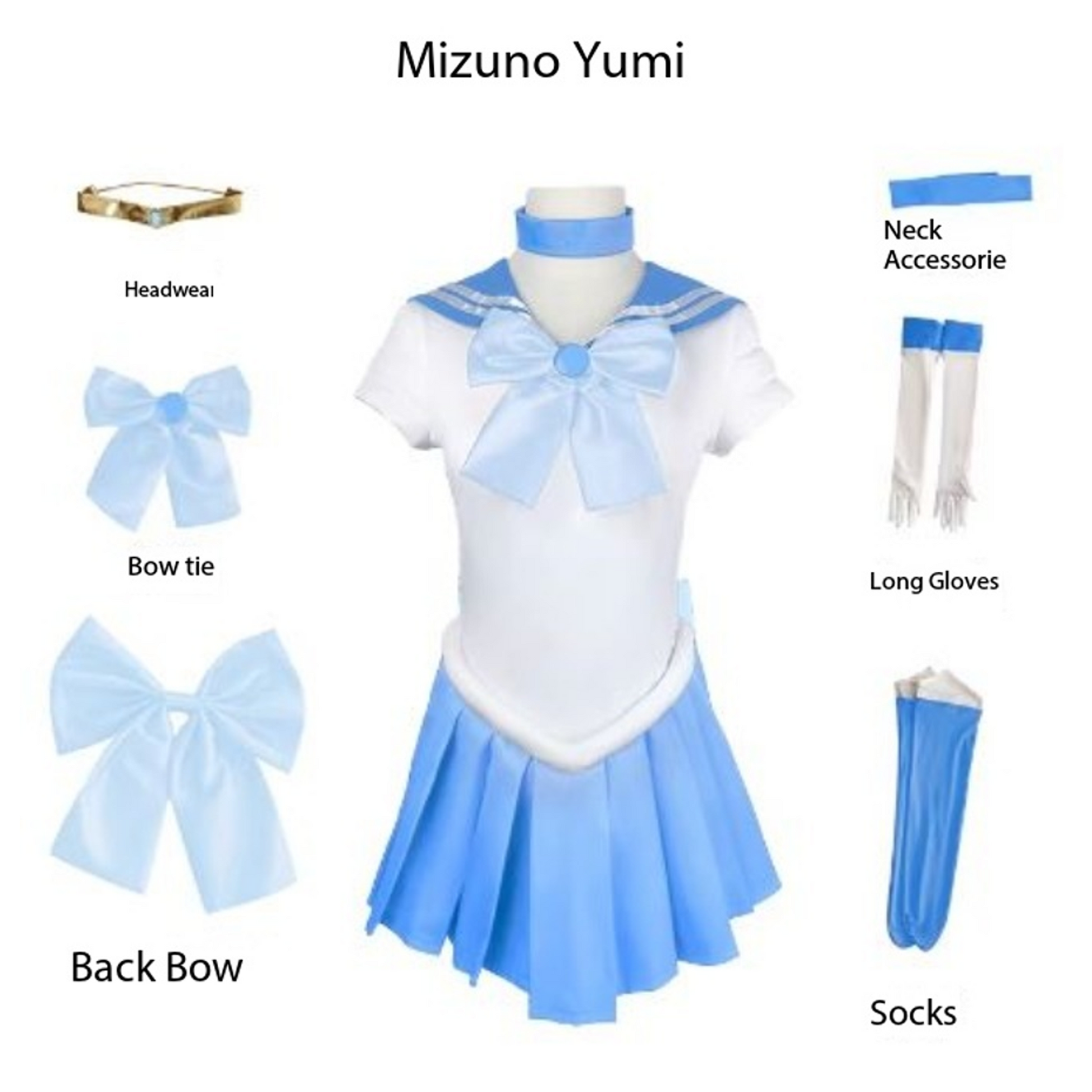 Sailor Moon Ami Mizuno Cosplay Costume Full Set – Mercury Light Blue Dress SM002 party X party