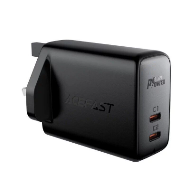 ACEFAST A12 PD40W Dual USB-C Charger – Fast Charging Adapter (Black) – LP-229