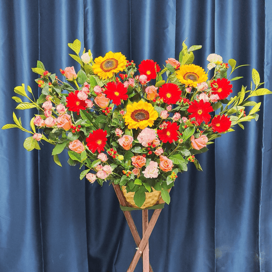 Sunflower basketPink rose basketRed sun chrysanthemum basketBlessing giftF-475 - party X party