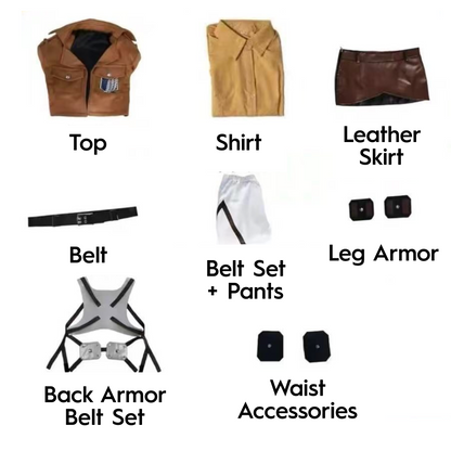 Mikasa Ackerman Survey Corps Cosplay Costume Full Anime Outfit Set with Cape & Belt Accessories – AOT004 party X party