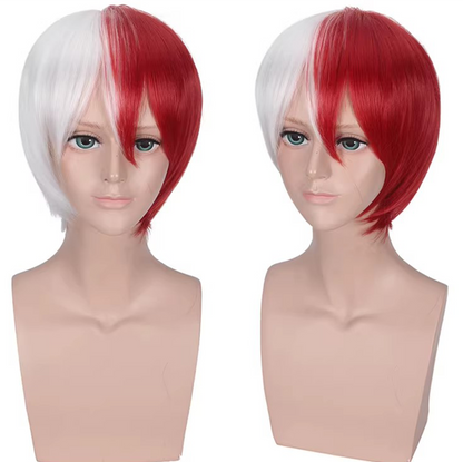 Shoto Todoroki Cosplay Wig – My Hero Academia Half Red Half White Short Anime Wig | UA012