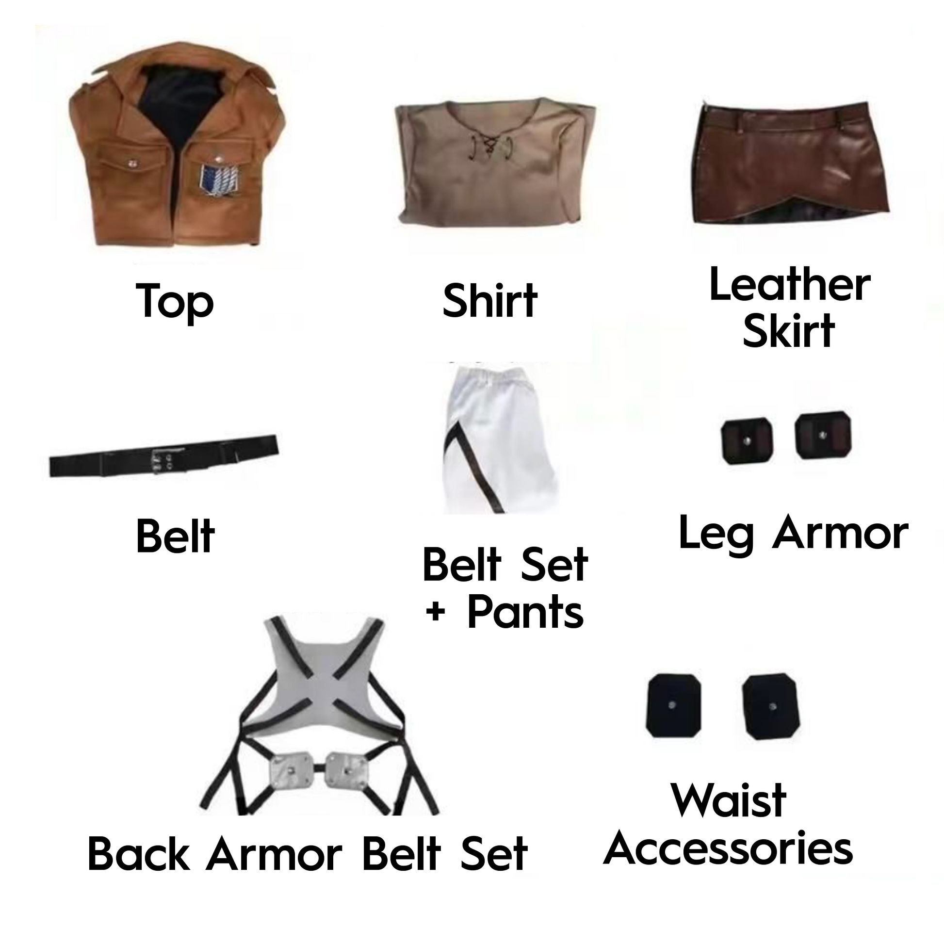 Eren Yeager Mikasa Ackerman Levi Ackerman Survey Corps Full Cosplay Costume Outfit Set for Anime Convention & Halloween – AOT001 party X party