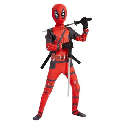 Deadpool Kids Battle Suit Costume – Marvel Superhero Full-Body Cosplay Jumpsuit for Boys Halloween Party Outfit | MTJ201