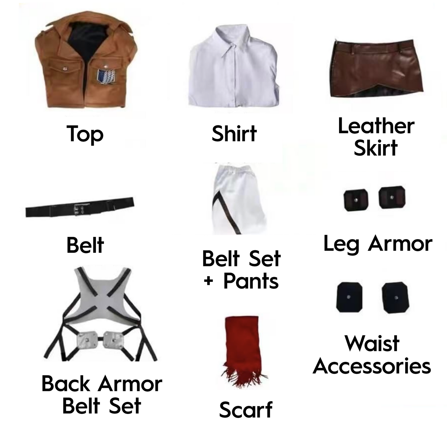 Eren Yeager Mikasa Ackerman Levi Ackerman Survey Corps Anime Cosplay Uniform Complete Outfit Set with Jacket & Harness – AOT002 party X party