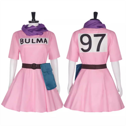 Dragon Ball Bulma Cosplay Costume Dress Outfit with Accessories Anime Set DB015