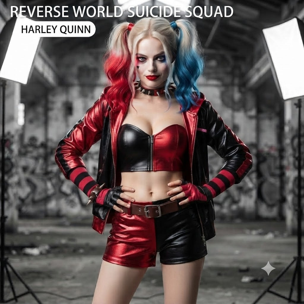 Suicide Squad (2016) Harley Quinn Leather Cosplay Roleplay Costume | DC222 party X party