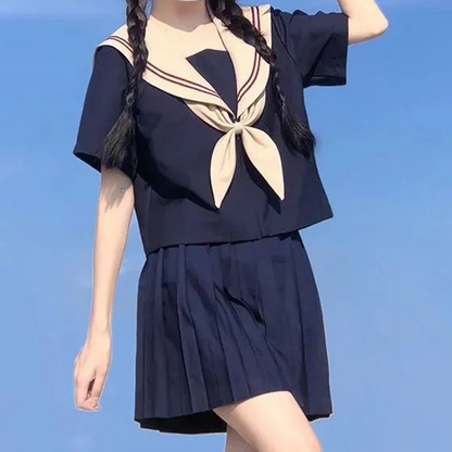 Official Style Japanese Sailor Uniform | Women’s Original JK Academy Set - Classic Summer Basic Short-Sleeve Outfit C025 party X party