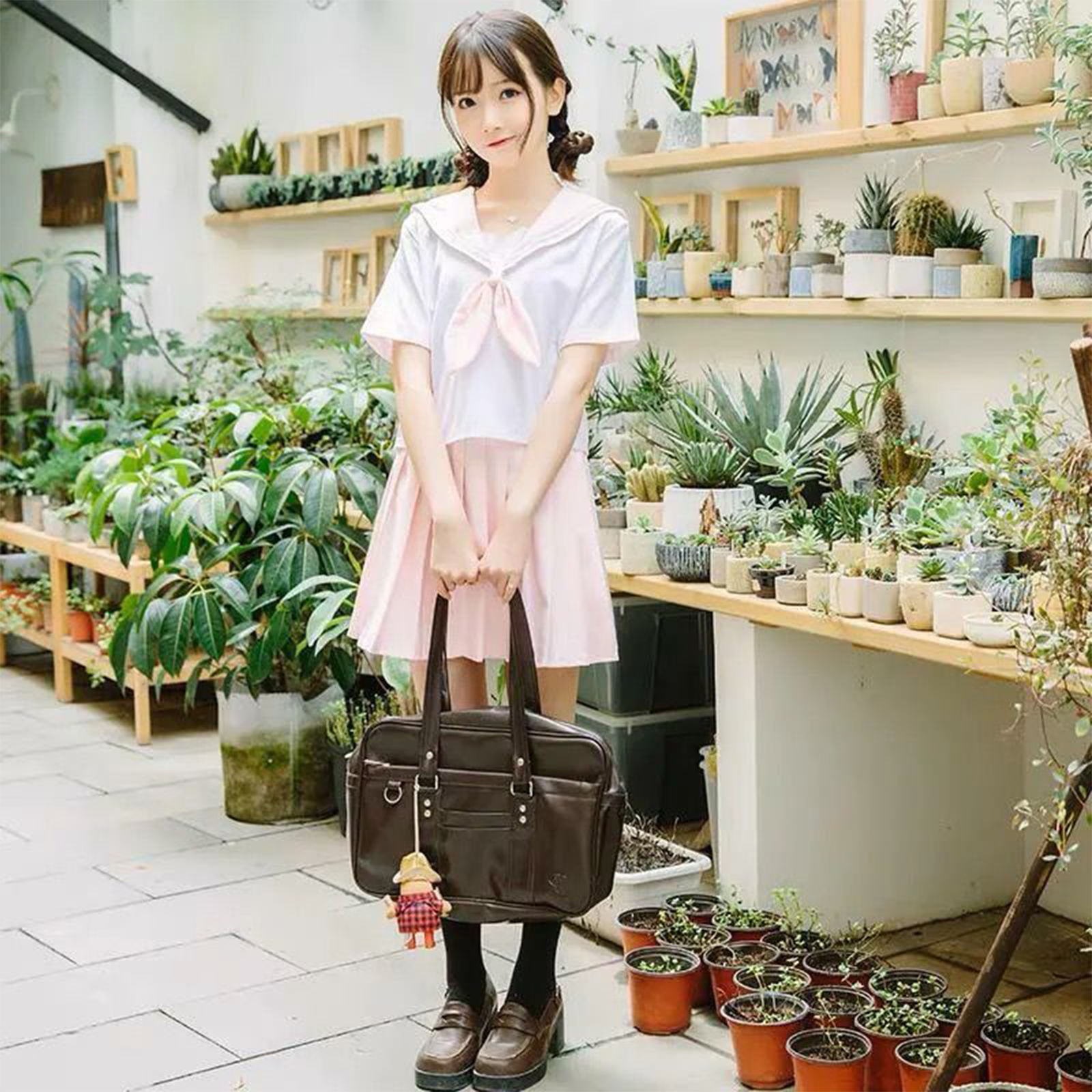 Kansai Style Sailor Uniform Set | Two-Line Mint Pink Soft-Girl JK Outfit | Japanese Academy Performance Uniform C023 party X party