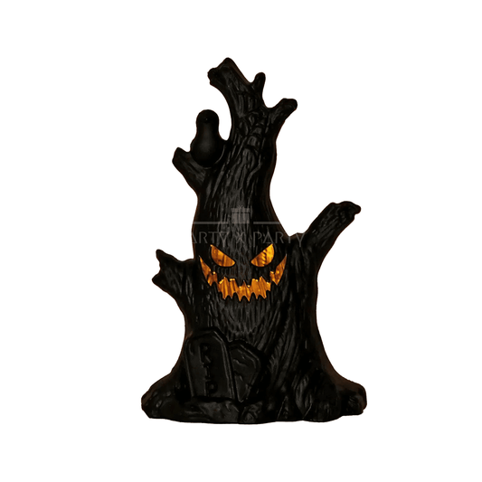 Halloween Spooky Tree Stump Table Lamp | Creepy Pumpkin Light Decoration - party X party