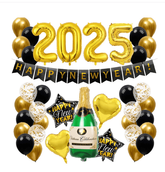 Limited Edition 2025 “HAPPY NEW YEAR” Gold Flag Banner Set | New Year’s Eve Party Decoration – L009 - party X party