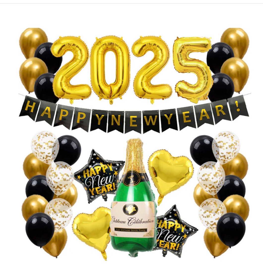 Limited Edition!!! 2023 HAPPY NEW YEAR Flag-pulling New Year’s Eve Party Set (Gold)--L009