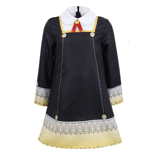 Spy x Family Anya Cosplay Dress – Black & Yellow Outfit with Hair Accessory & Socks SF001 party X party