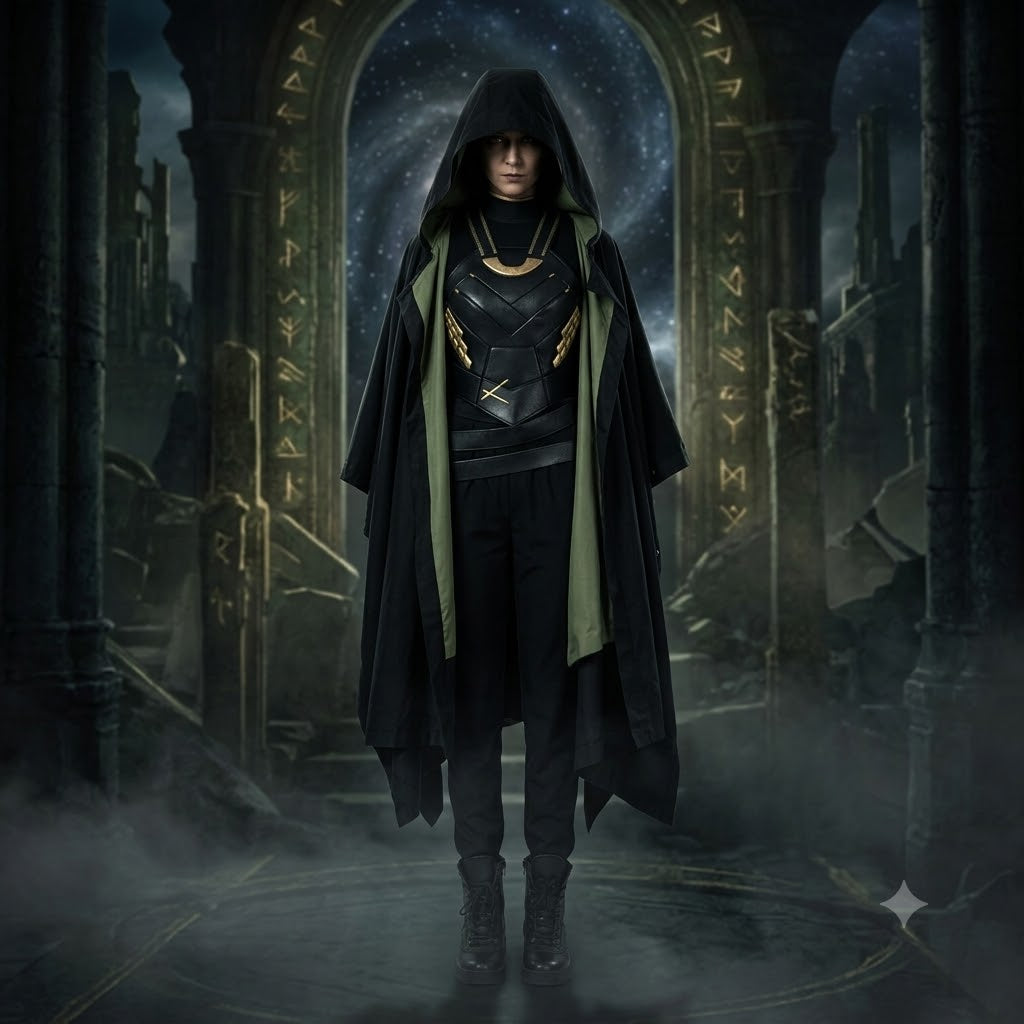 Female Loki Upgraded Cosplay Costume Set – Helmet, Vest, Cape, Gloves & Belt Full Outfit | MTJ317 party X party