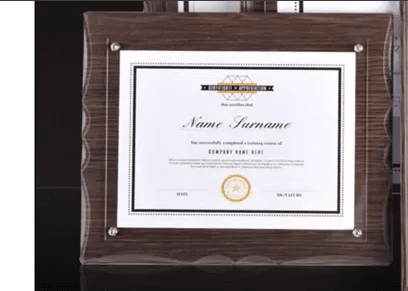 Certificate rack, honor certificate rack, memorial certificate rack, souvenir display rack, engraving – TR-1675 - party X party