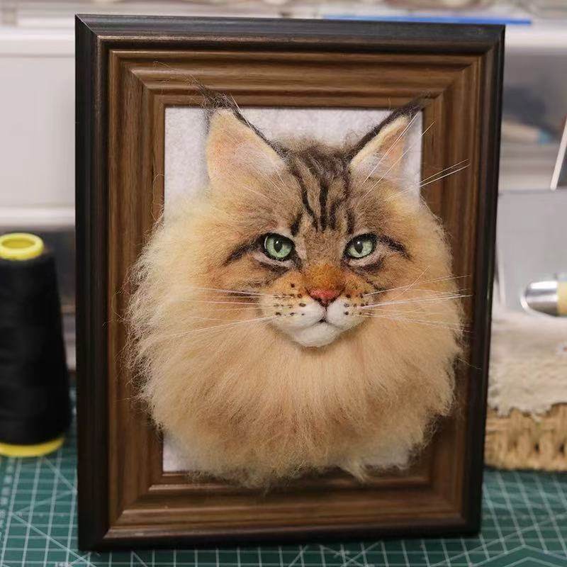 Cat pet photo frame, hand-made imitation wool felt, customizable – CW03 - party X party