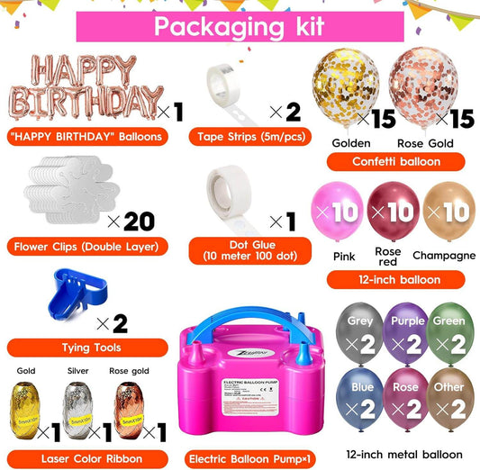 ZEUSRAY Portable Electric Balloon Pump - 110V 600W Dual Nozzle Balloon Inflator Pump with 113 Accessories - party X party