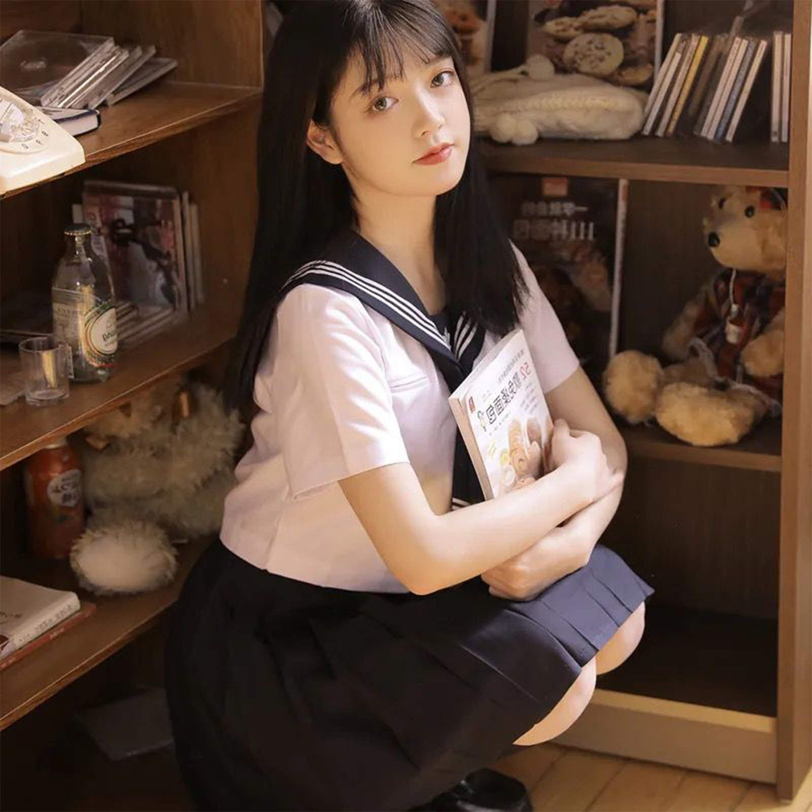 Japanese Academy Style JK Uniform | Women’s Summer Sailor Suit Skirt Set | Basic Middle & High School Class Uniform C027 party X party