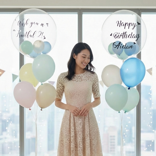 Japanese Crystal & Rubber Balloon Bundle Set – Custom-Printed, Three Sizes – B134-15 party X party