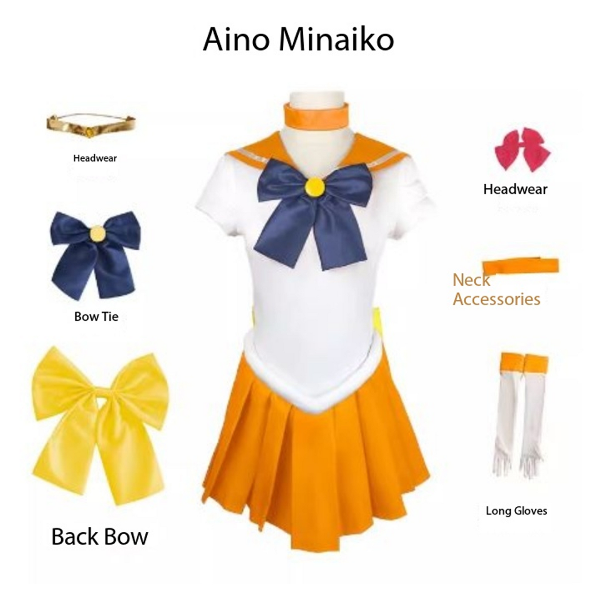 Sailor Moon Minako Aino Cosplay Costume Full Set – Venus Orange Dress SM006 party X party