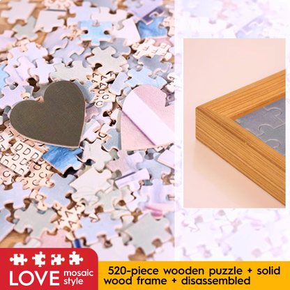 Personalized Couple Photo Jigsaw Puzzle with Solid Wood Frame – Custom Love Puzzle Gift (500–1314 Pieces)