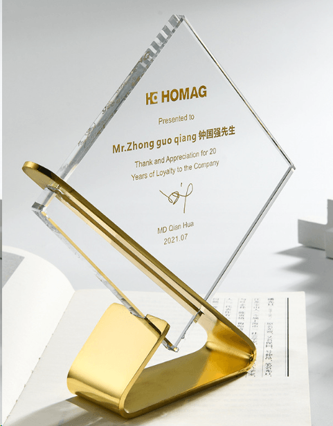 Crystal trophy commemorative trophy fixed size customizable metal color engraving – TR-485 - party X party