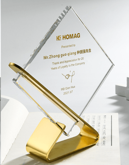 Crystal trophy commemorative trophy fixed size customizable metal color engraving – TR-485 - party X party