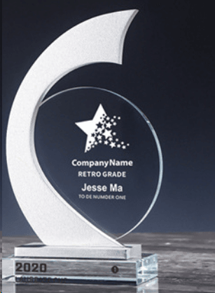 Crystal trophy fixed size available in gold, silver and copper colors, can be engraved – TR-470 - party X party