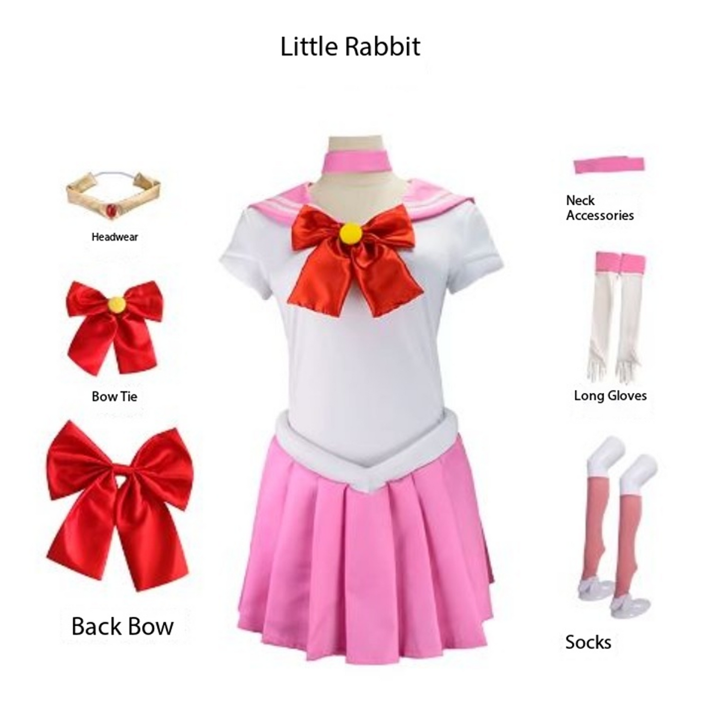 Sailor Moon Chibiusa Cosplay Costume Full Set – Pink Anime Dress SM009 party X party