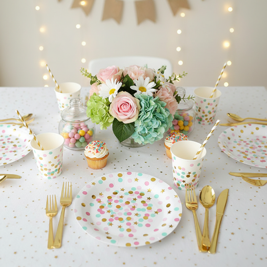 Pink and Green Disposable Tableware Set A021/A022