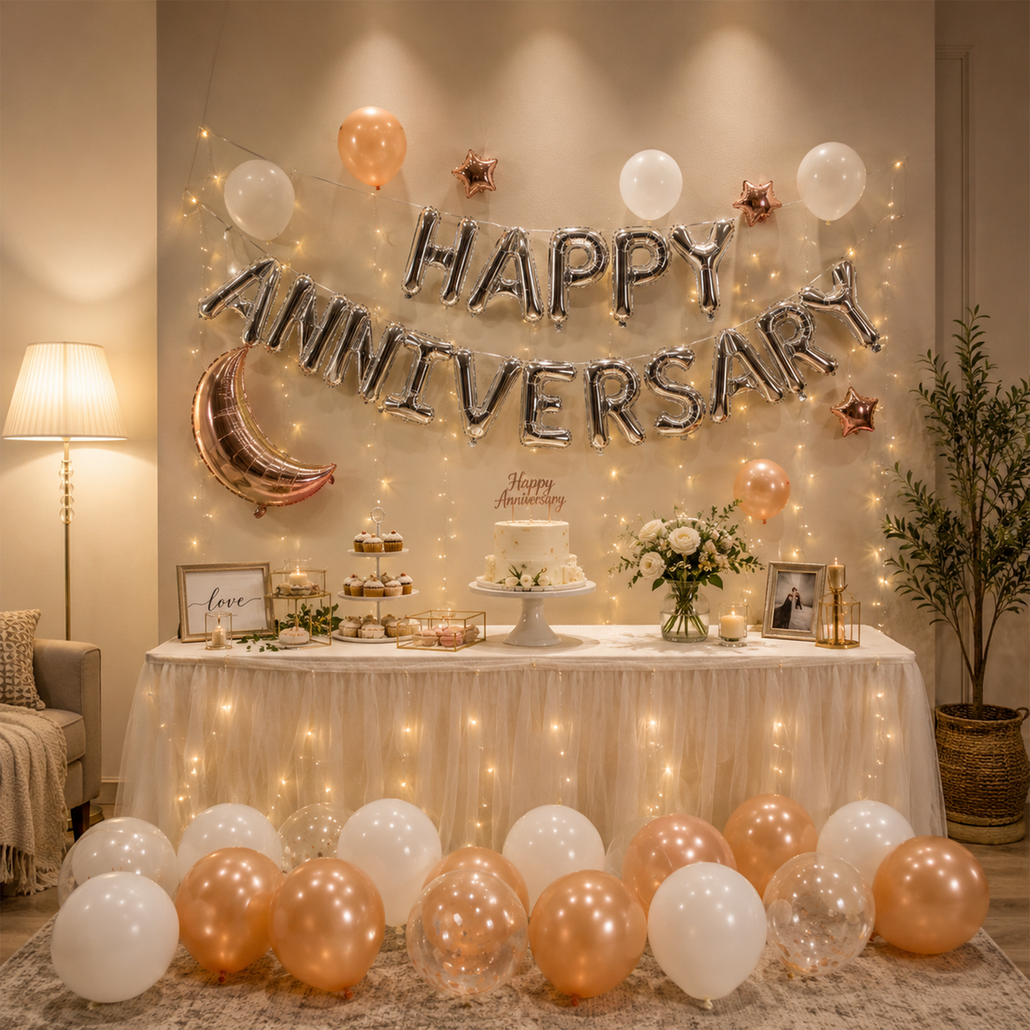 【Anniversary Surprise】Rose Gold Theme Balloon Decoration ✨ Hotel High-Rise View + Romantic Atmosphere to Capture Sweet Memories | H002 party X party