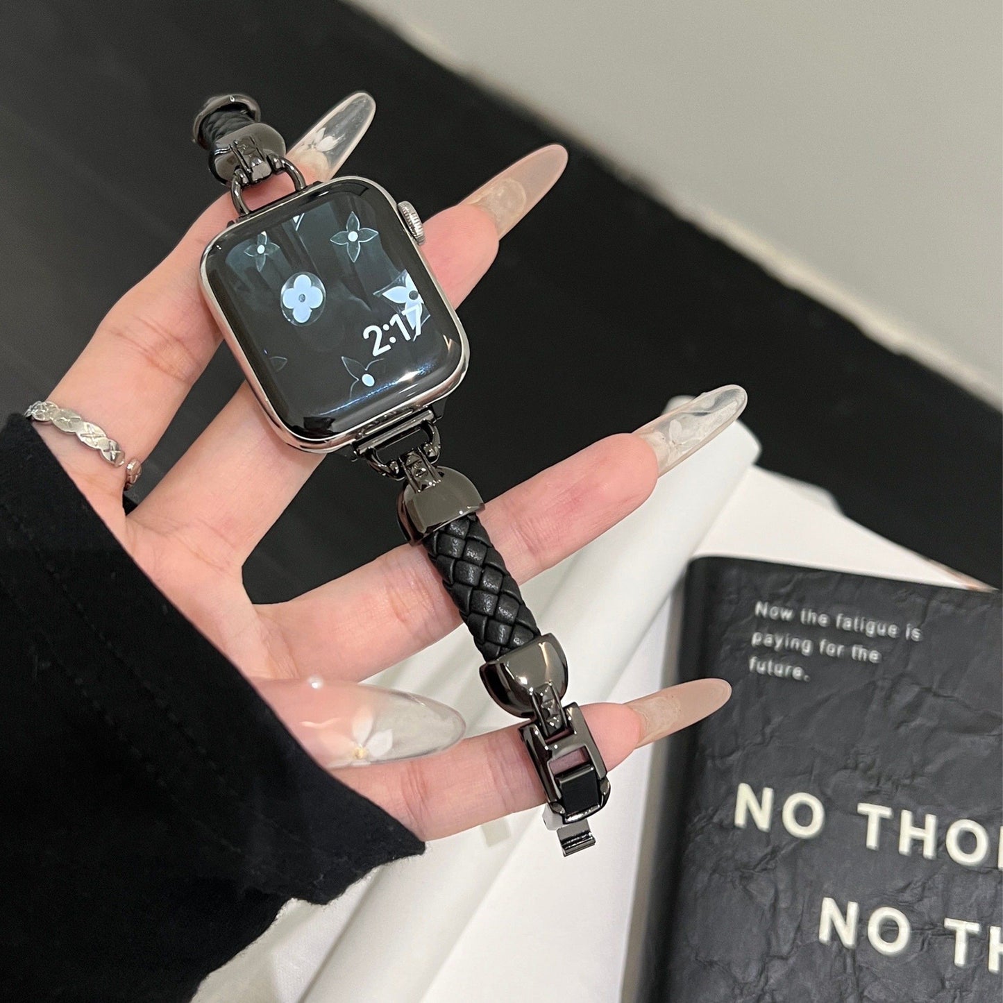 Apple Watch Braided Leather Strap with Chanel-Style Chain SW-28 party X party