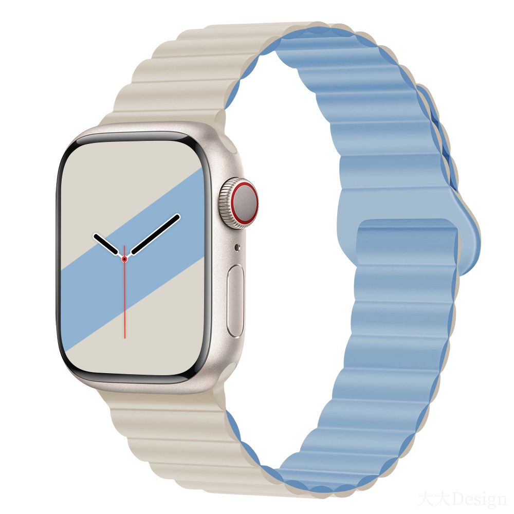 Applicable to Apple watch straps 1-10 generations Apple iwatch9S10 second generation two-color buckle silicone magnetic watch strap – SW-03 party X party