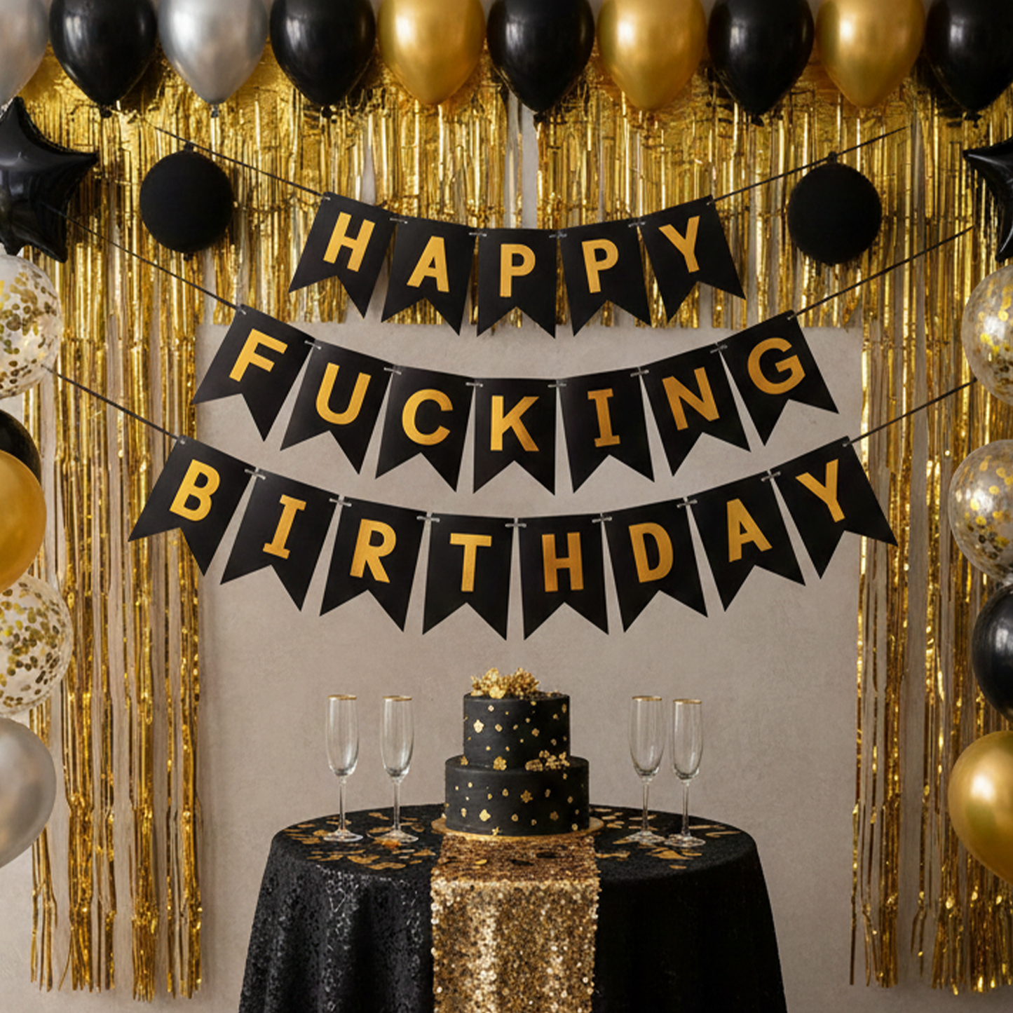Happy Fucking Birthday Fishtail Flag L Size – B052 party X party